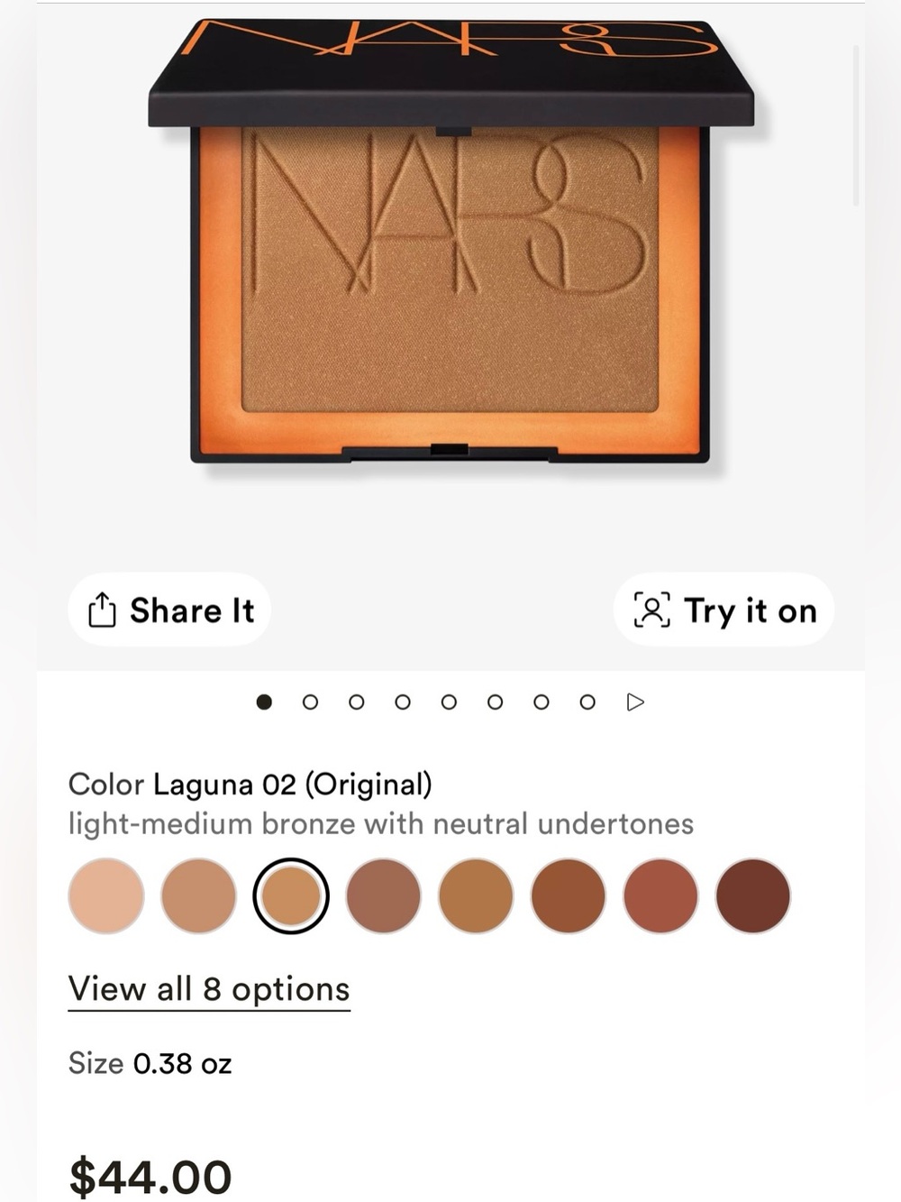 NARS Laguna Bronzing Powder — Light-Medium Bronze #02